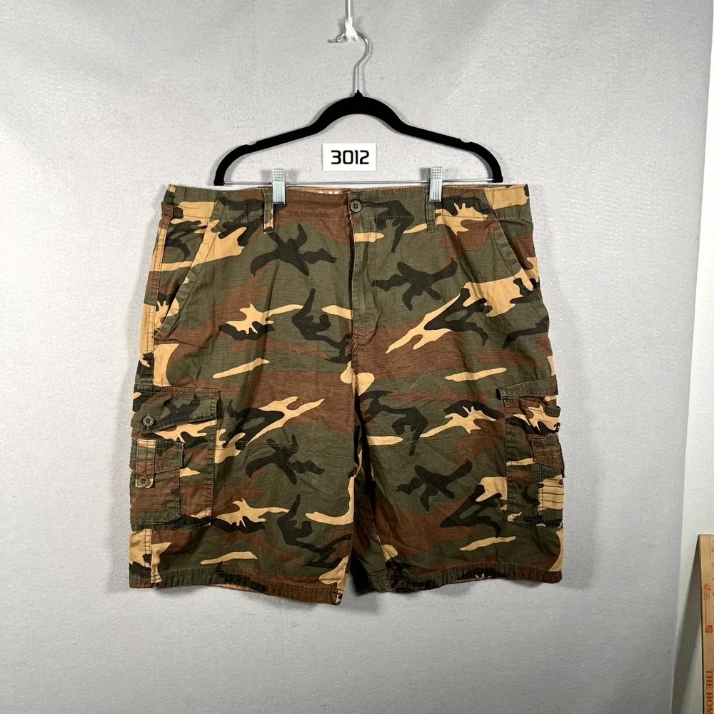 Monument Cargo Shorts Mens‎ 42 Brown Cotton Stretch Camo Woodland Ripstop Casual